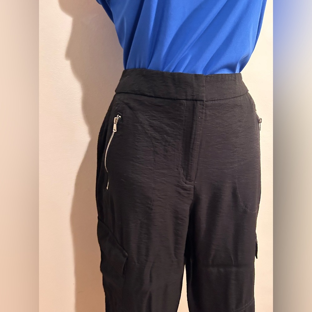DKNY Black Silky Cargo Joggers Size 8